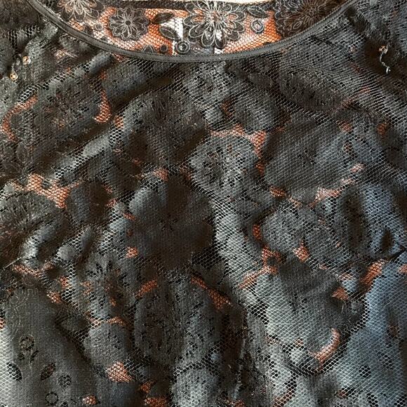 HD in Paris Mesh Popover Blouse with Lacey Pattern Overlay size 12 - Picture 11 of 12